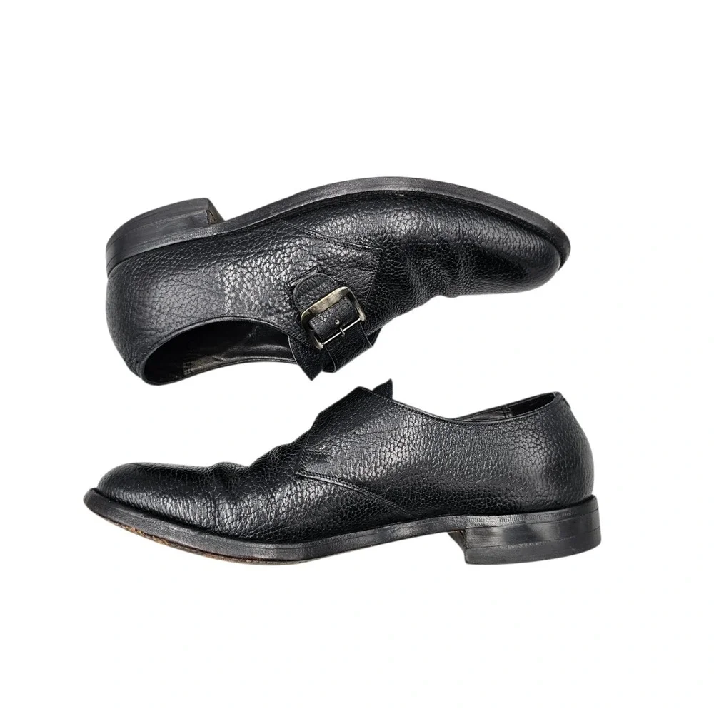 Florsheim Imperial Mens Size 8 C VTG Black Pebbled Leather Monk Strap Shoes READ